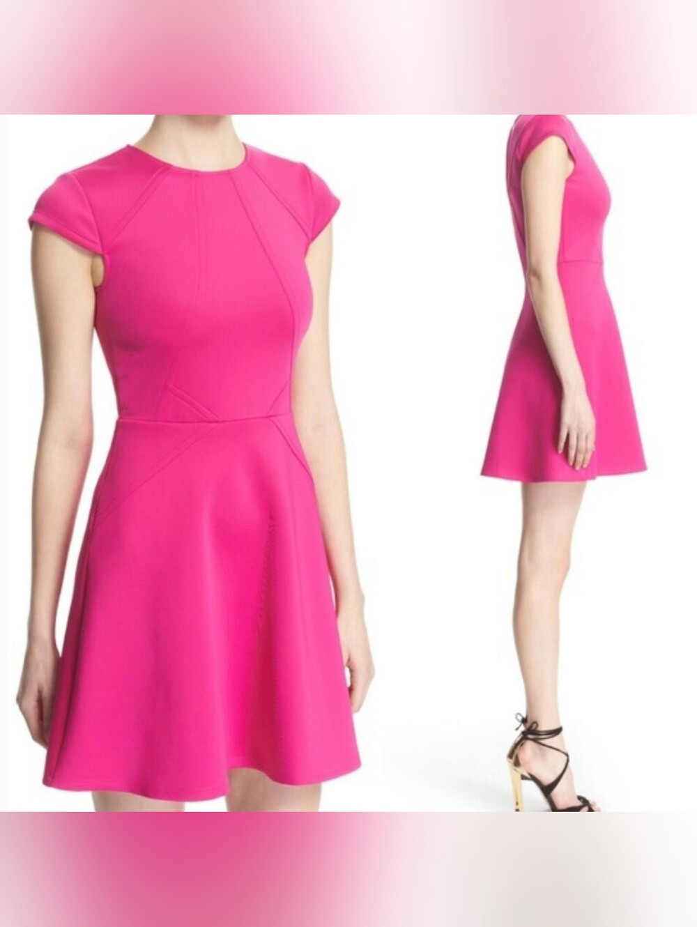 Ted Baker Pink Cap Sleeved Skater Dress